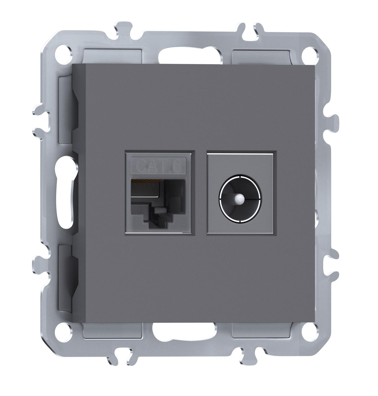 Розетка комбинированная RJ45/TV cat.6, ClassE-8/0-2400 МГц, Donel A07