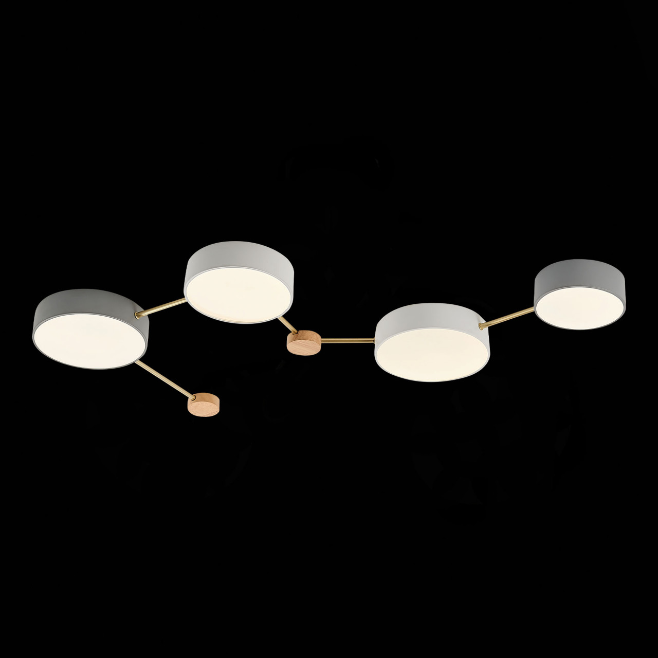 SLE600102-04 Светильник потолочный Золотистый, Светлое дерево/Белый, Серый LED 4*16,5W 4000K - фото, цена