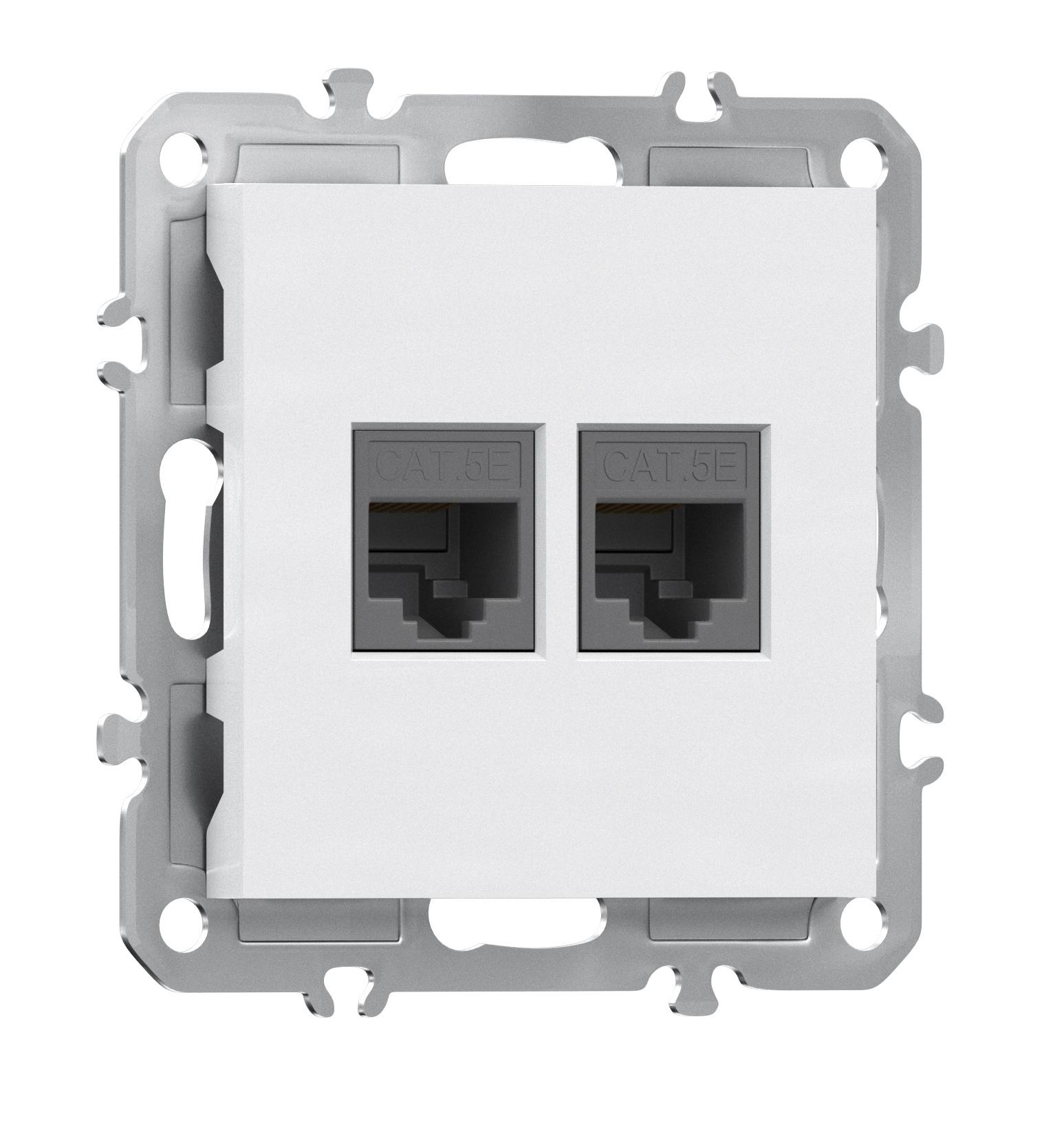 Компьютерная розетка двойная RJ45 + RJ45 (cat.5/ClassE-8/8), Donel A07