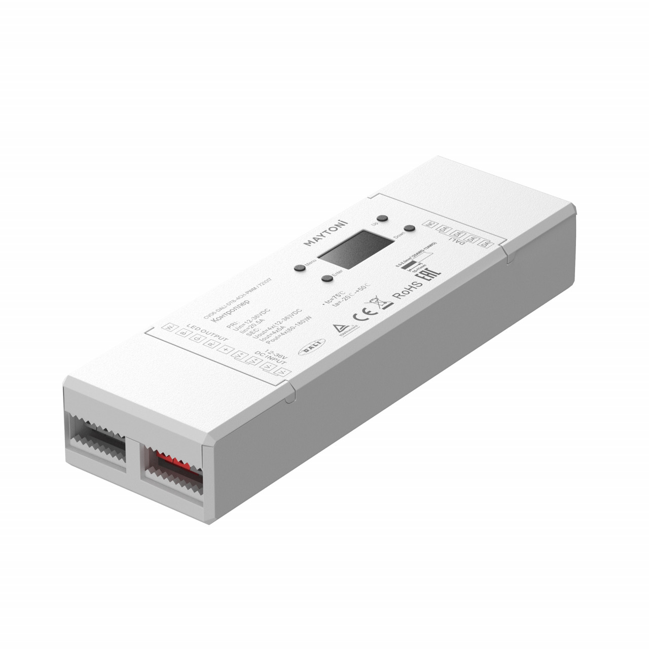 Контроллер DALI DT8 четырёхканальный 12-24В Цветной (RGB)+W 180Вт - фото, цена