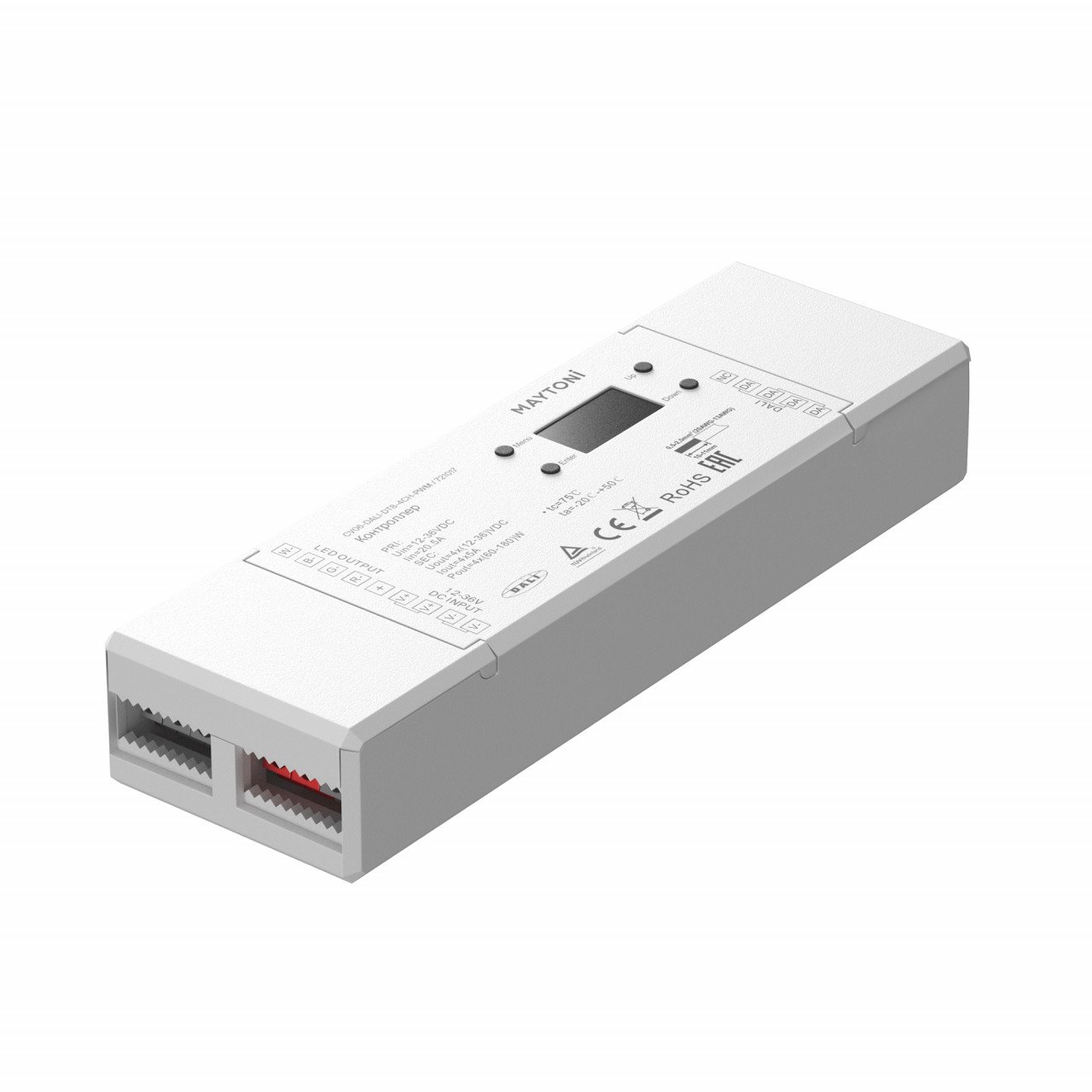 Контроллер DALI DT8 четырёхканальный 12-24В Цветной (RGB)+W 180Вт - фото, цена