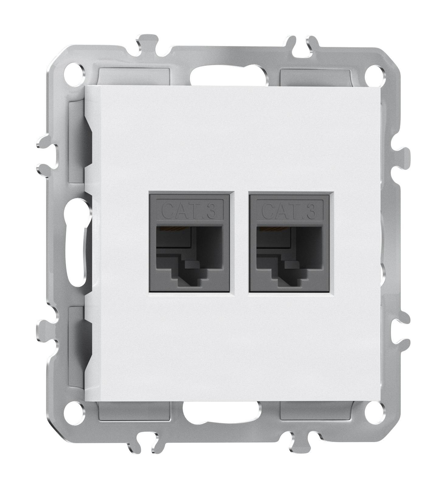 Телефонная розетка двойная RJ11 + RJ11 (cat.3/ClassE-4/4), Donel A07