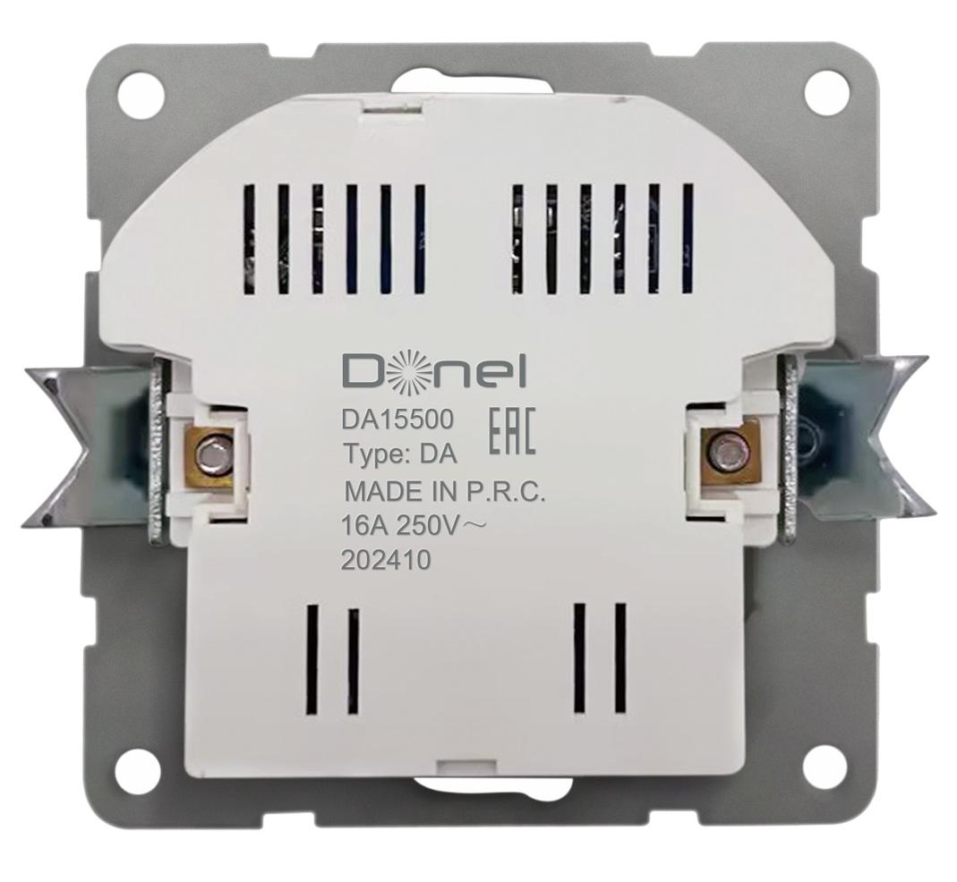 Механизм розетки Schuko 16А 250 В~ с зарядным устройством USB A+C, 5V/4A, мощность 20W, серия DA