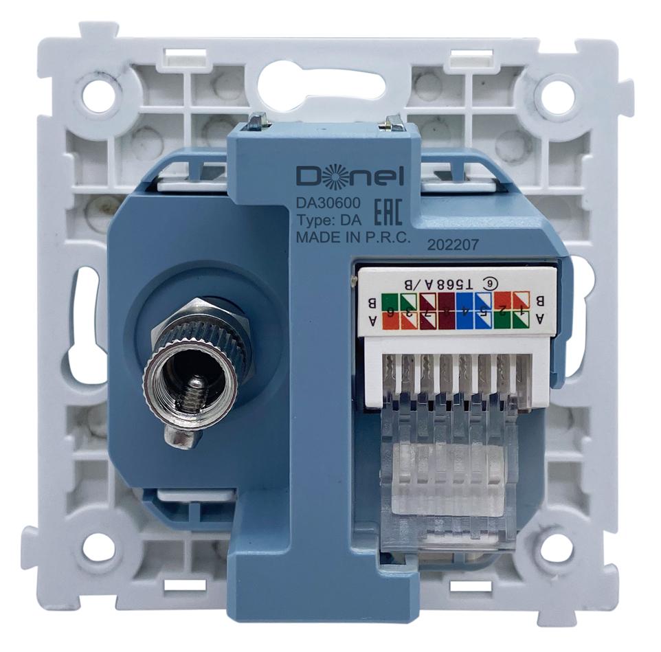 Механизм компьютерной+спутниковой розетки RJ45+SAT, серия DA