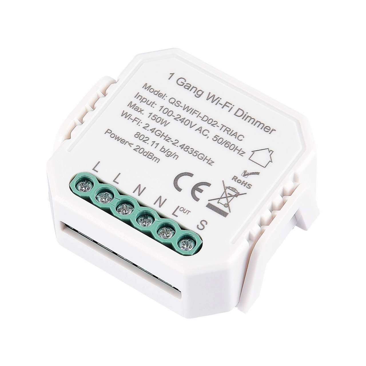 ST9000.500.01C WI-FI реле 1 канал,250W, IP20, L46xW46xH18, 230V, Белый - фото, цена