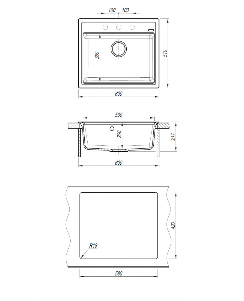 Кухонная мойка ABBER Quarz AQ2902B черная