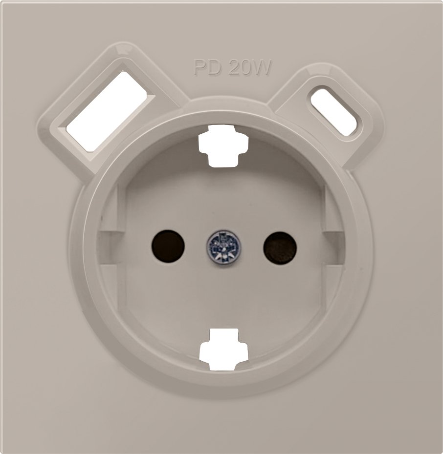Накладка для розетки Schuko с зарядным устройством USB A+C, с защитными шторками, серия R98