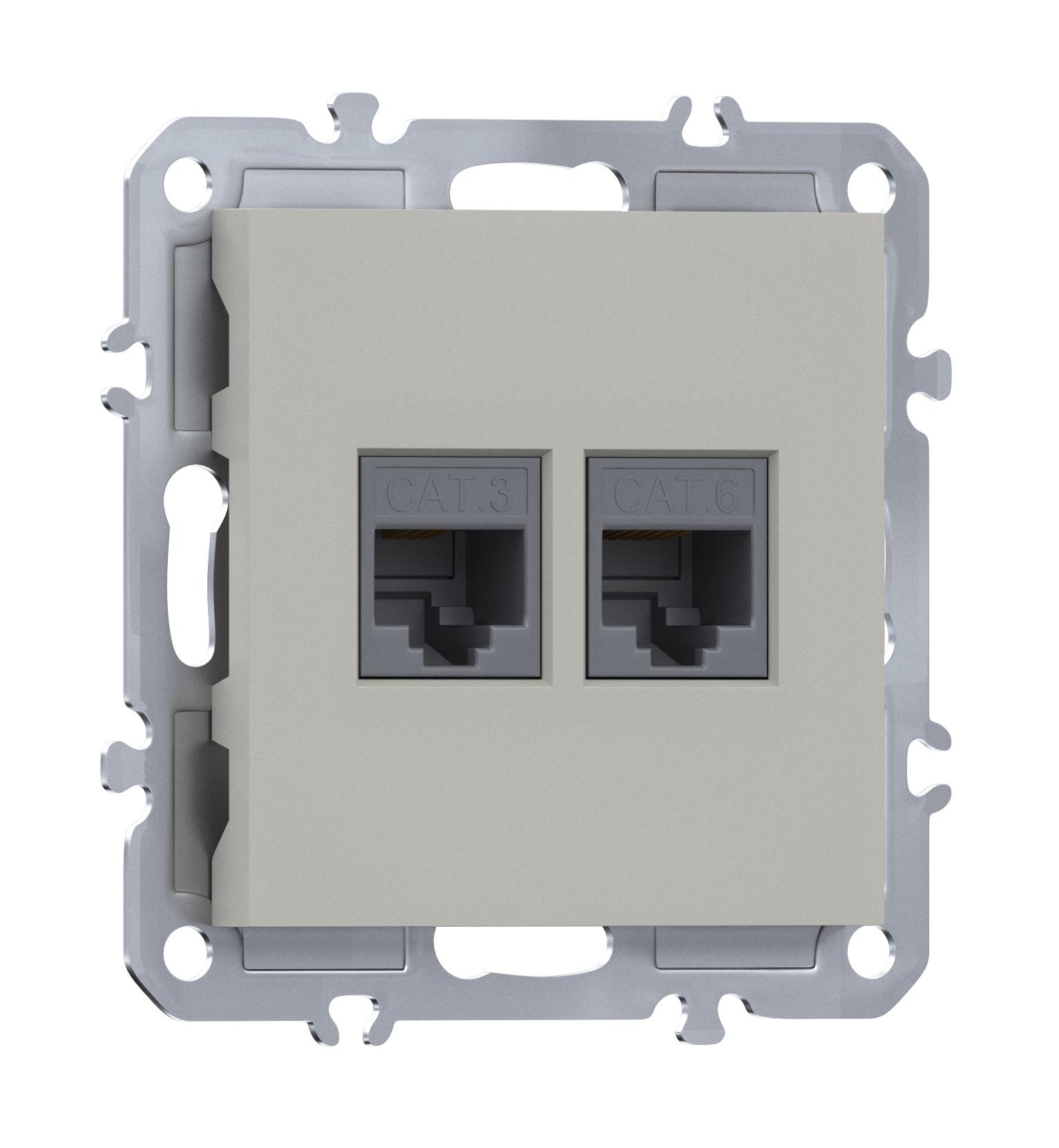 Розетка комбинированная RJ11 + RJ45 (cat.3/6/ClassE-4/8), Donel A07