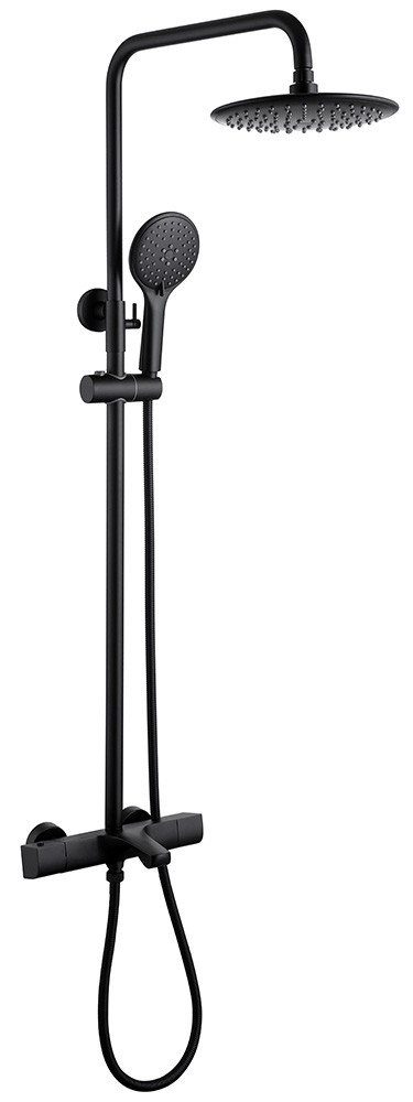 Душевая стойка ABBER Thermostat AF8516BL с термостатом и изливом, черный матовый
