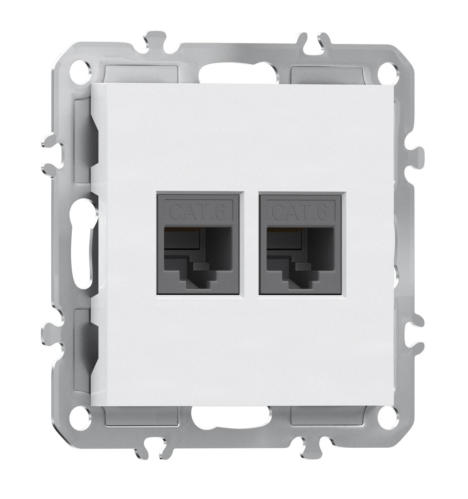 Компьютерная розетка двойная RJ45 + RJ45 (cat.6/ClassE-8/8), Donel A07