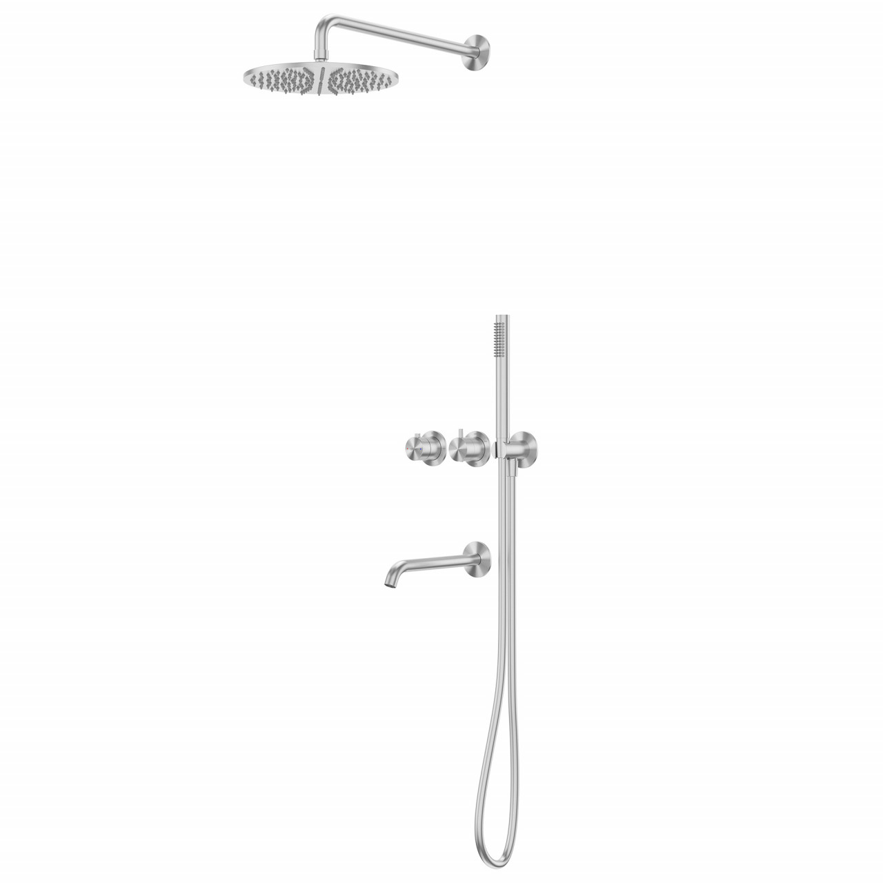 Душевая система ABBER Wasser Kreis 316 AF8150BST скрытого монтажа с изливом, термостат, брашированная сталь