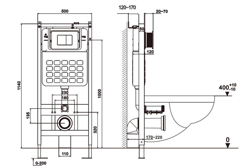 Комплект подвесной унитаз ABBER Bequem AC1100T белый с инсталляцией AC0105 и кнопкой AC0121MW белая матовая