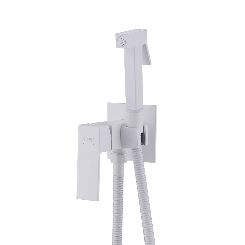 Смеситель ABBER Daheim AF8226W с гигиеническим душем,белый матовый