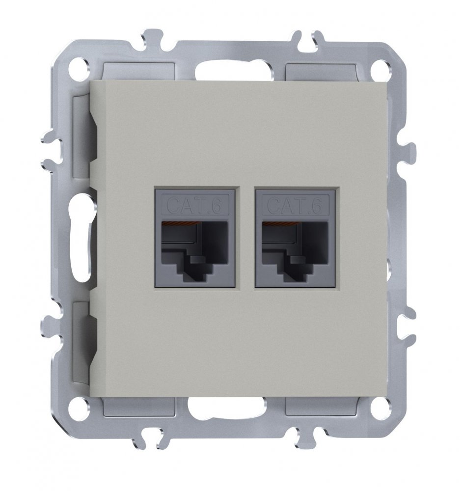 Компьютерная розетка двойная RJ45 + RJ45 (cat.6/ClassE-8/8), Donel A07