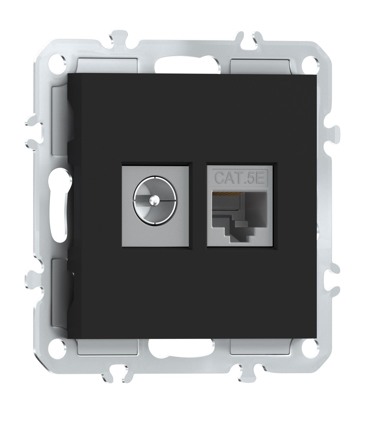 Розетка комбинированная RJ45/TV cat.5,ClassE-8/0-2400 МГц, Donel A07