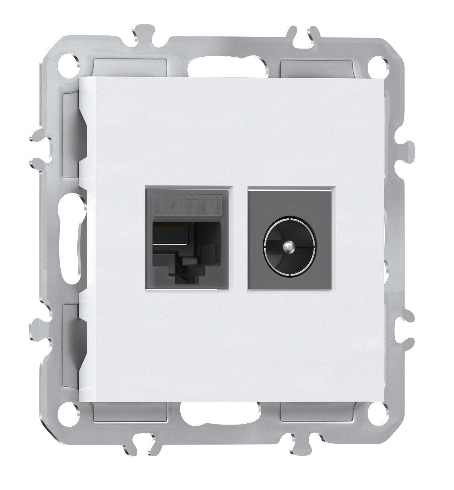 Розетка комбинированная RJ45/TV cat.6, ClassE-8/0-2400 МГц, Donel A07