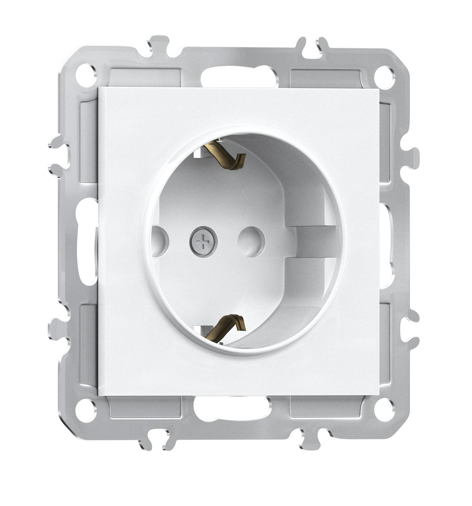 Розетка 220В с заземлением 1-я, со шторками, 16А, на винтах, Donel A07