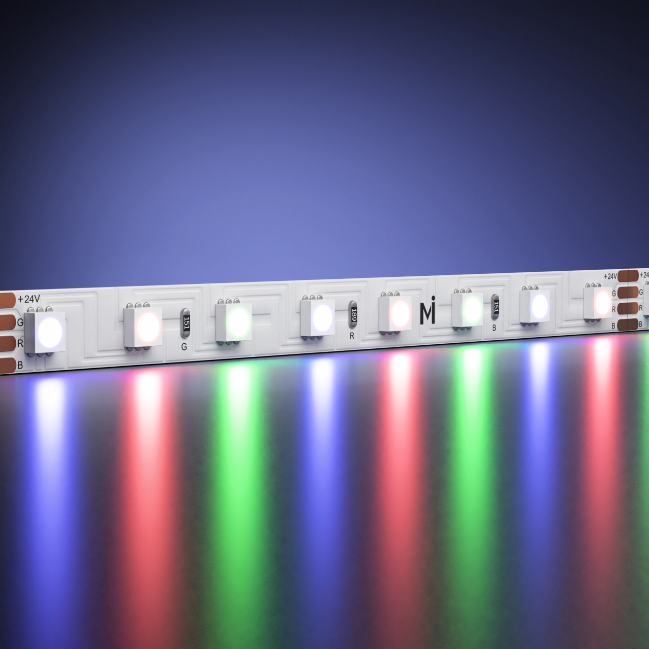 Светодиодная лента Ультра 24В 3838 8Вт/м Цветная (RGB) 5м IP 20 201130 - фото, цена
