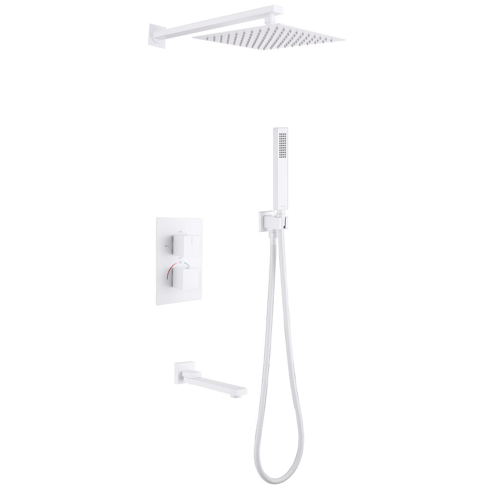 Душевая система ABBER Daheim AF8250W скрытого монтажа с изливом, термостат, белая матовая