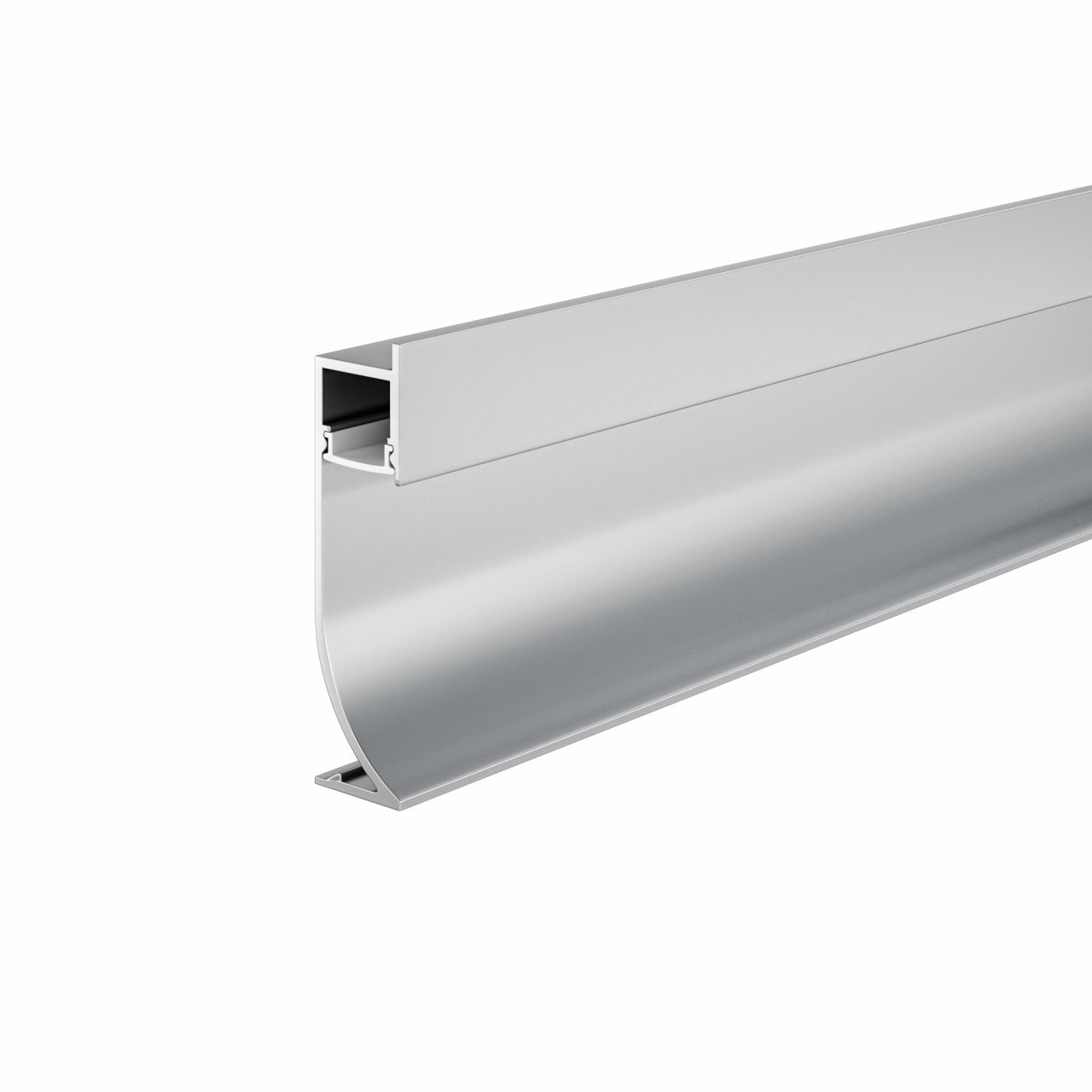 Алюминиевый профиль плинтус 53x14 (Серебро, 2 м), ALM-5314-S-2M - фото, цена