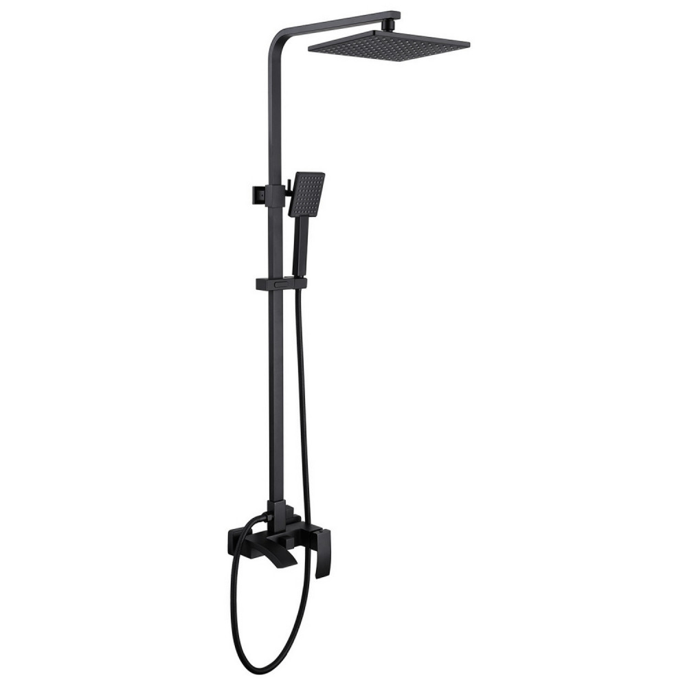 Душевая стойка ABBER Wasserfall AF8616BL с изливом, черный матовый