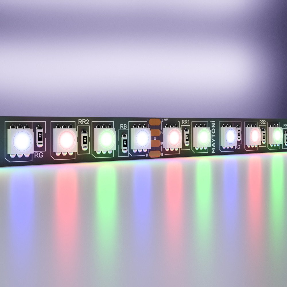 Светодиодная лента 24В 5050 21Вт/м Цветная (RGB) 5м IP20 Black - фото, цена