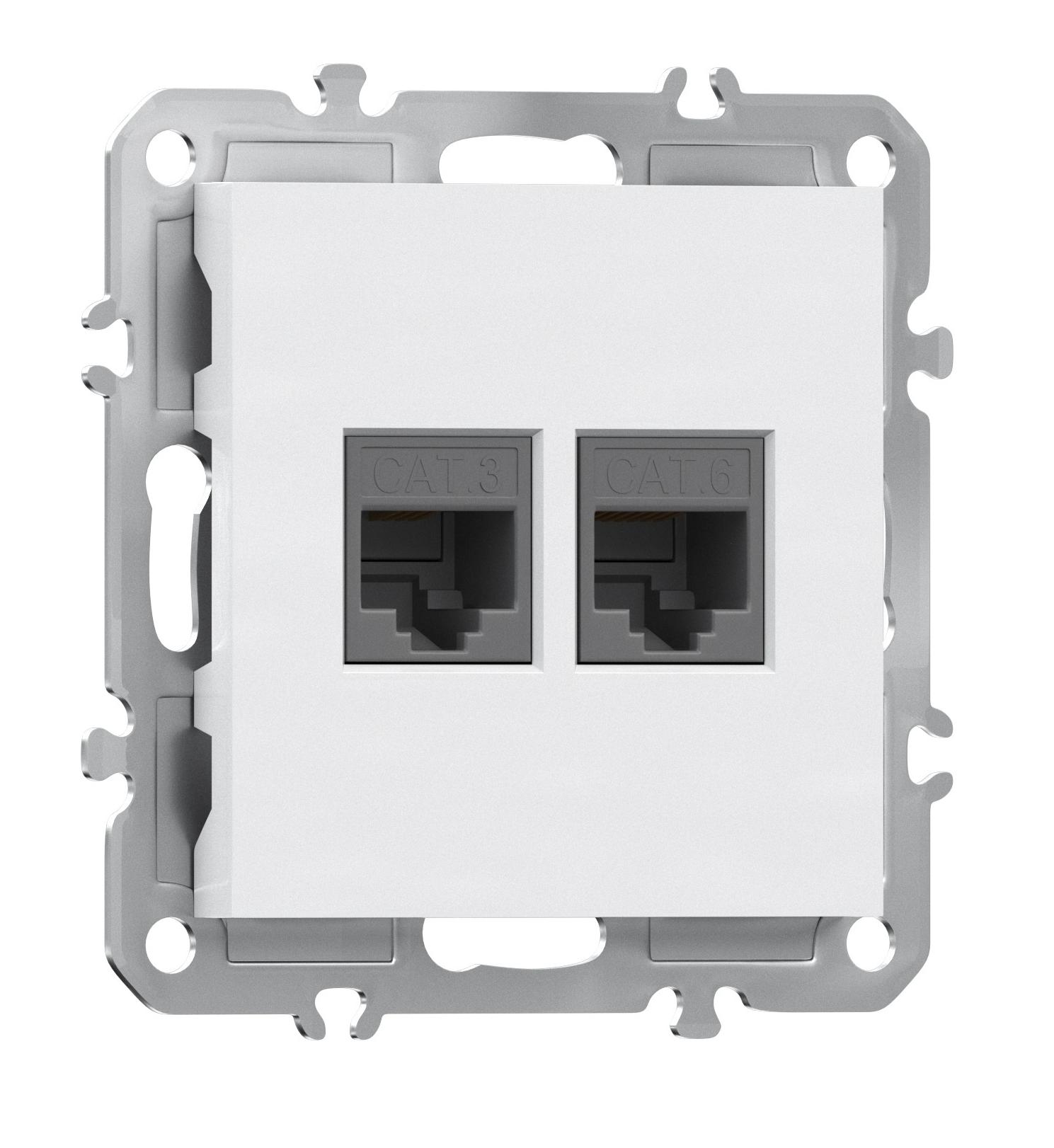 Розетка комбинированная RJ11 + RJ45 (cat.3/6/ClassE-4/8), Donel A07