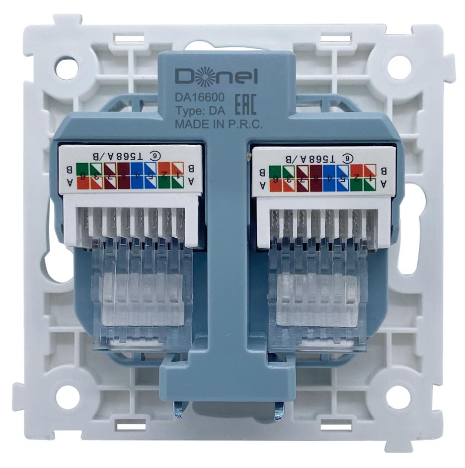 Механизм компьютерной розетки RJ45 2-я Cat.6/ClassE-8/8, серия DA