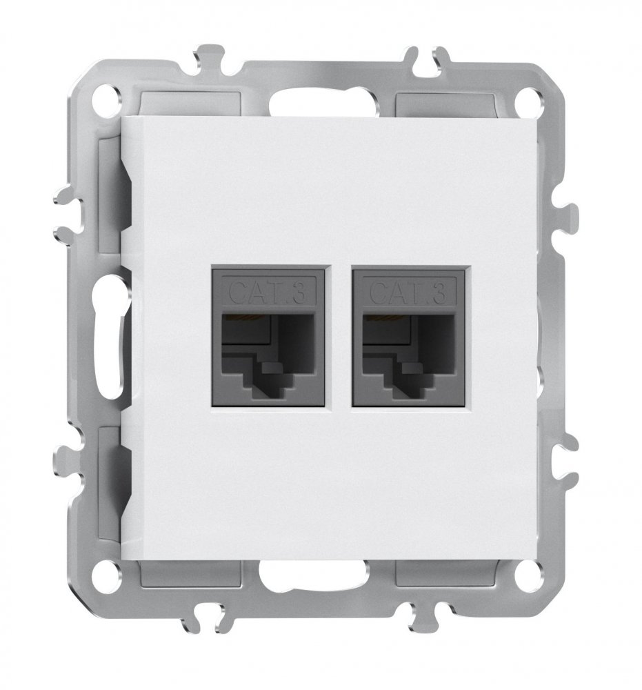 Телефонная розетка двойная RJ11 + RJ11 (cat.3/ClassE-4/4), Donel A07