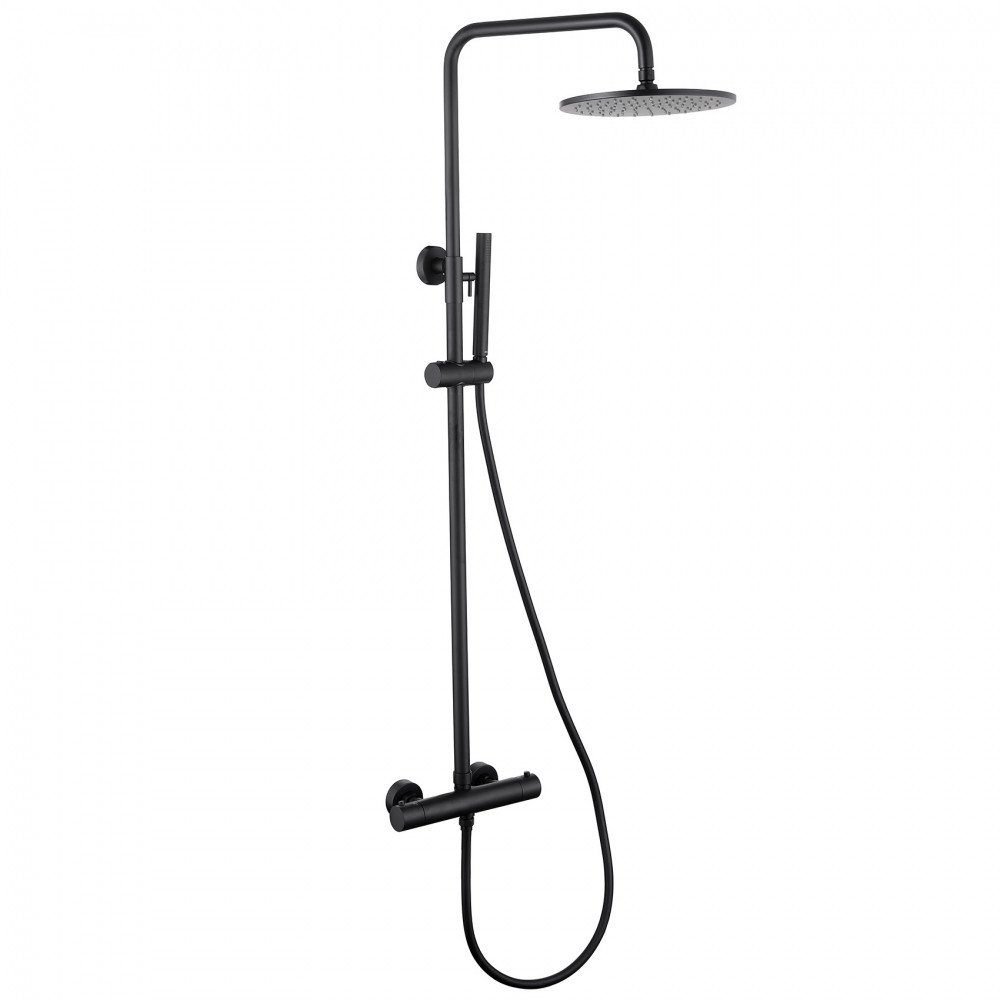 Душевая стойка ABBER Wasser Kreis AF8160BL с термостатом без излива, черный матовый