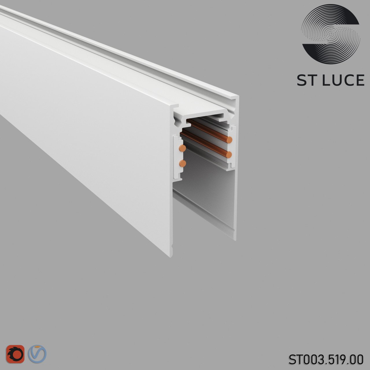 ST003.519.00 Шинопровод магнитный накладной ST-Luce Белый Длина 1 000мм - фото, цена