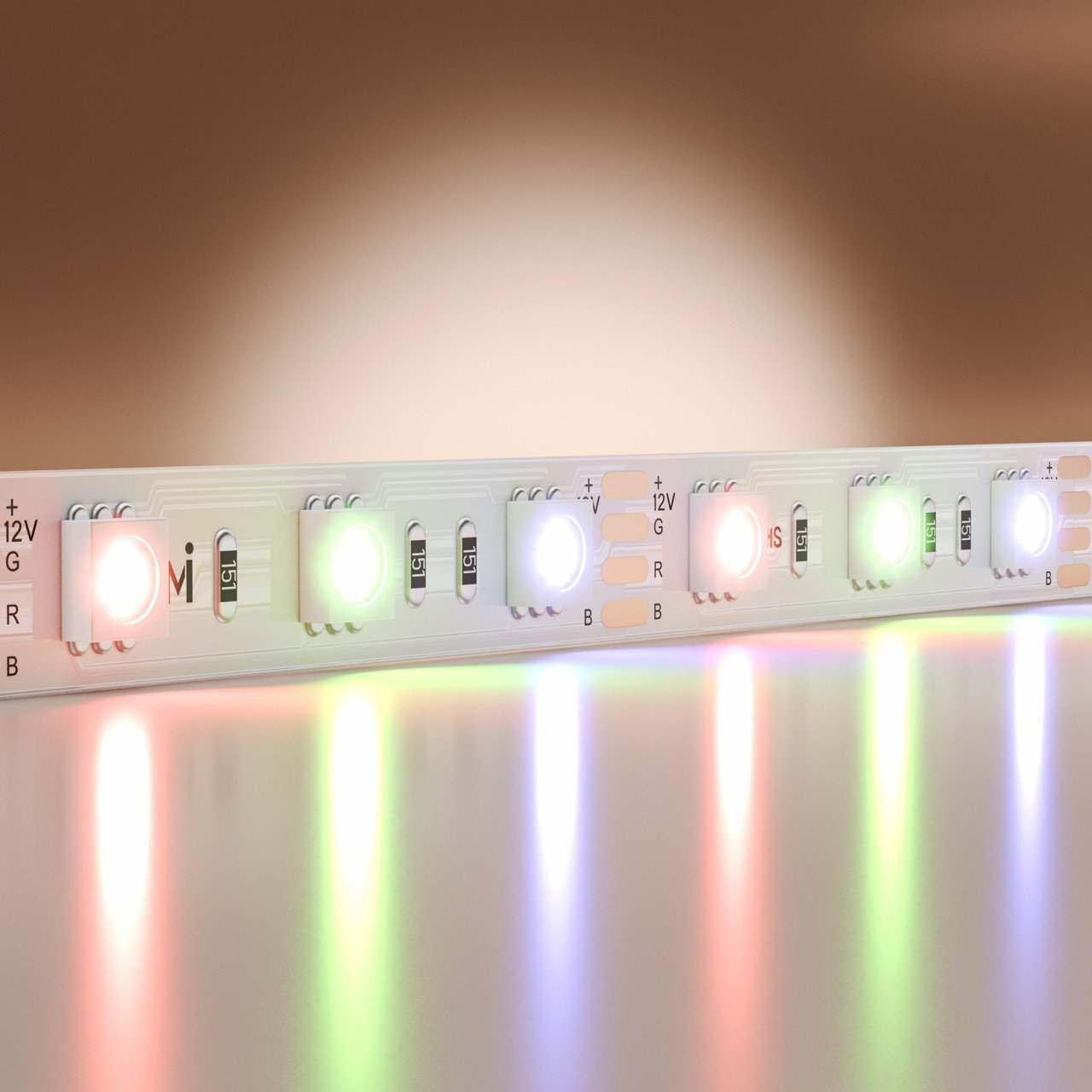 Светодиодная лента Базовая 12В 5050 14,4Вт/м Цветная (RGB) 5м IP 20 201195 - фото, цена
