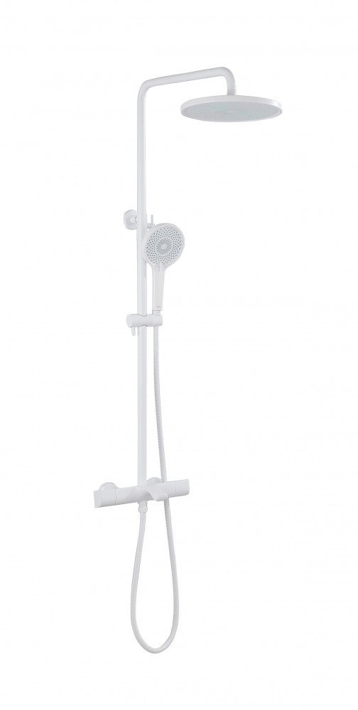 Душевая стойка ABBER Thermostat AF8516FWL с термостатом и изливом, белый матовый