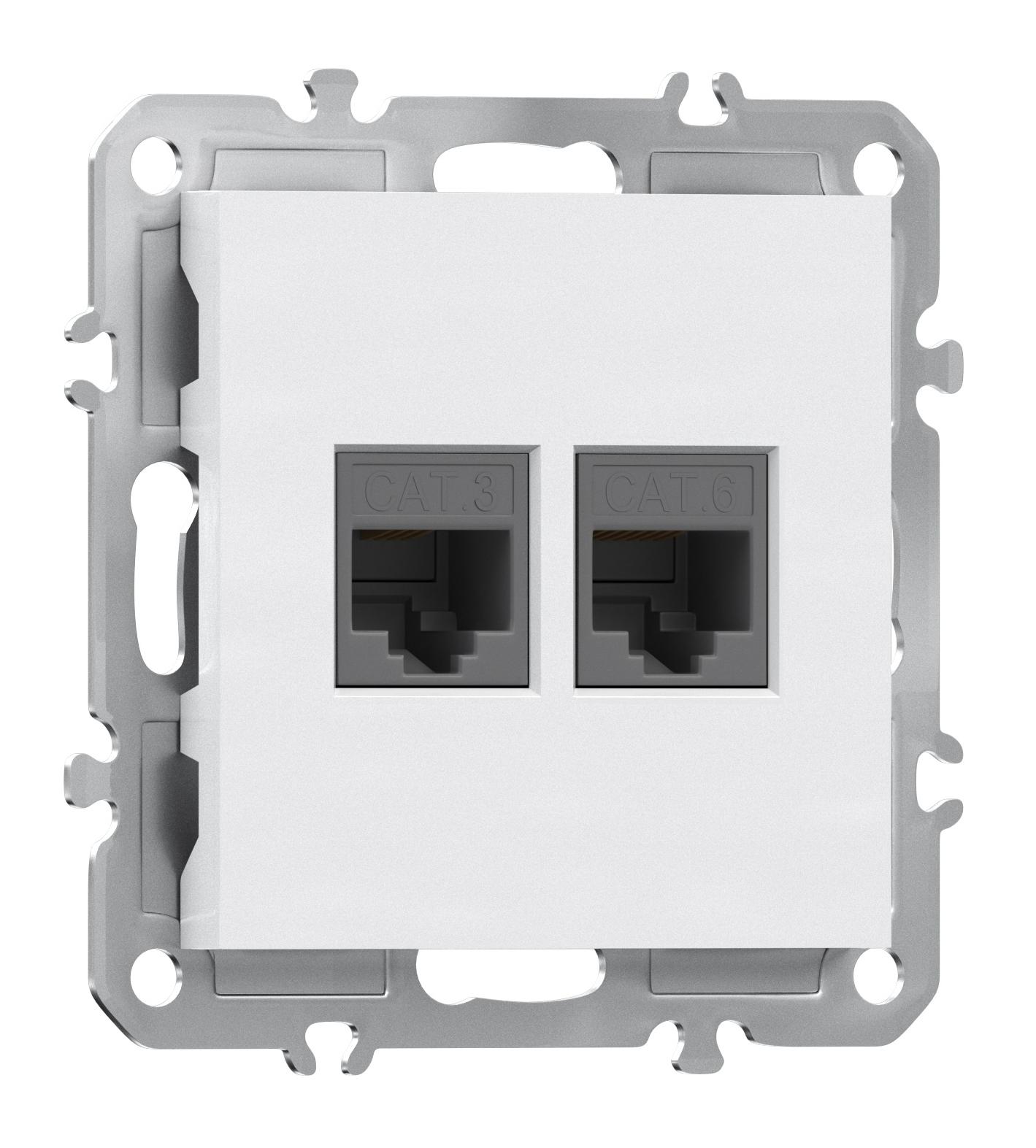 Розетка комбинированная RJ11 + RJ45 (cat.3/5e/ClassE-4/8), Donel A07