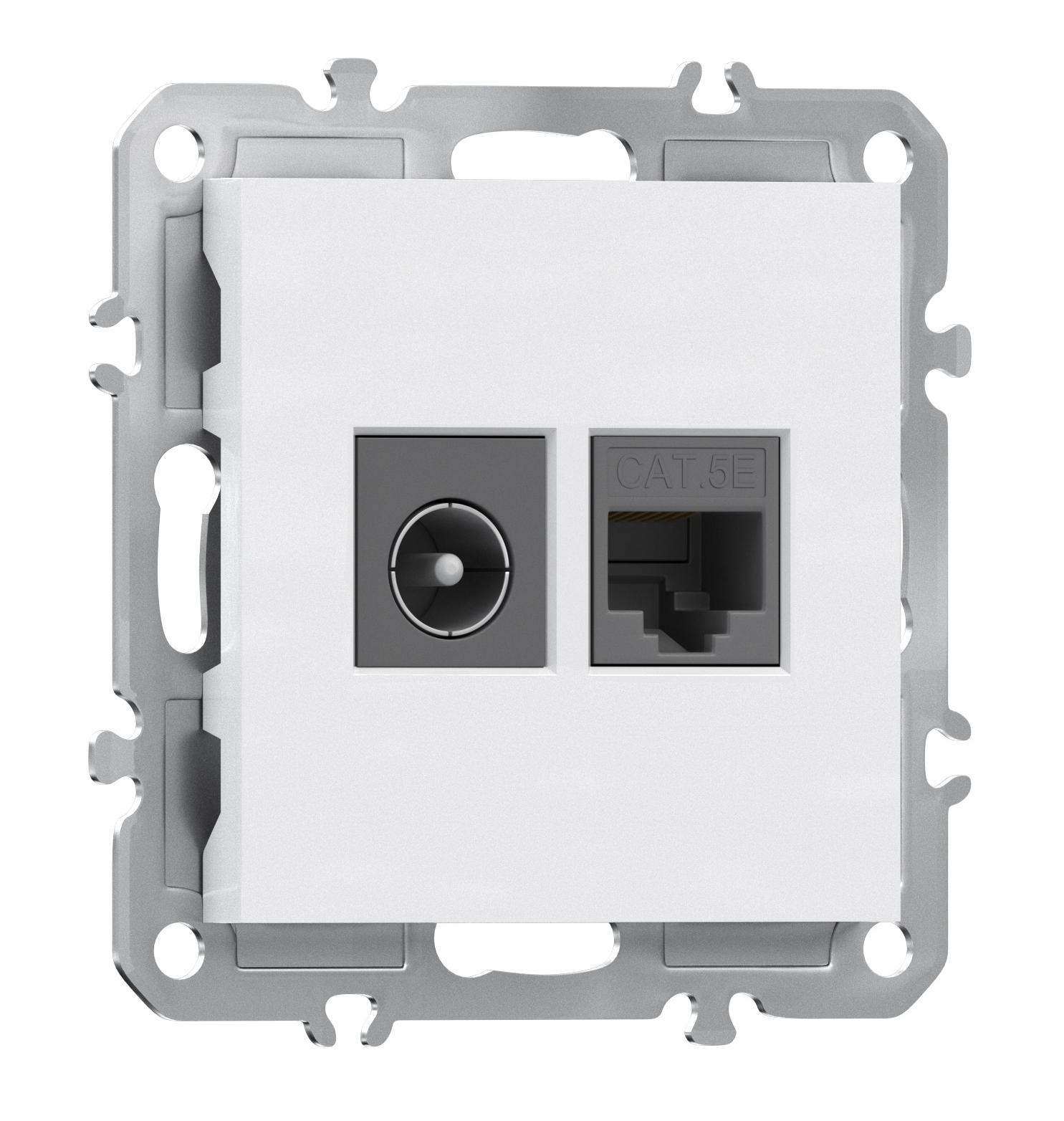 Розетка комбинированная RJ45/TV cat.5,ClassE-8/0-2400 МГц, Donel A07