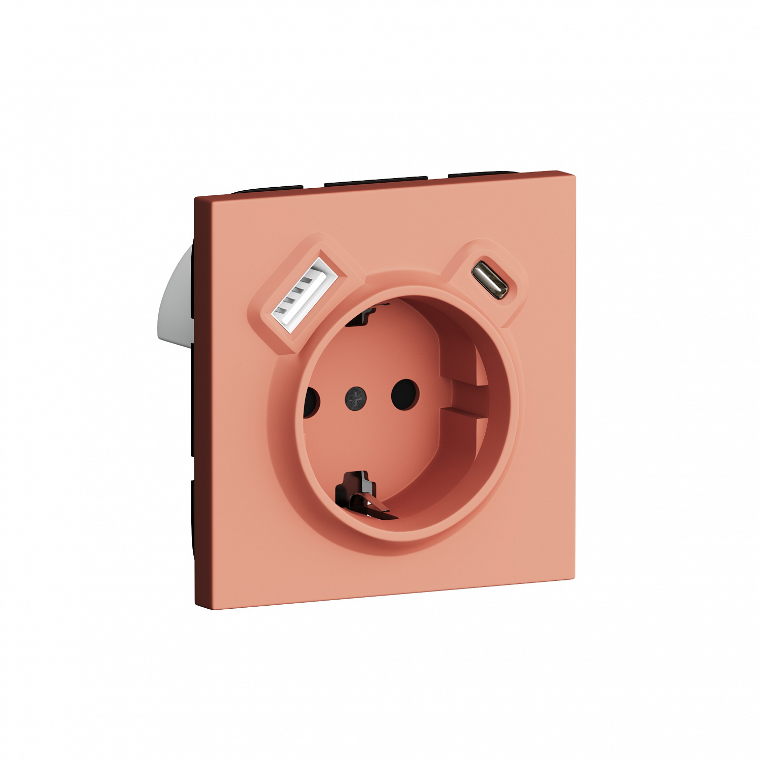 Розетка с заземлением и шторками Schuko 16А 250В + зарядка USB A+C 20W