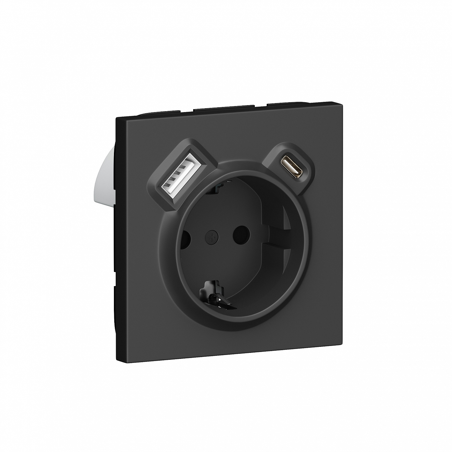 Розетка с заземлением и шторками Schuko 16А 250В + зарядка USB A+C 20W