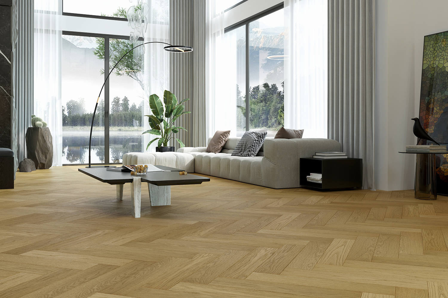Кварцевый паркет Quartz Parquet Английская Ёлка Дуб Медовый Раф 33-463 5/0,6 мм 