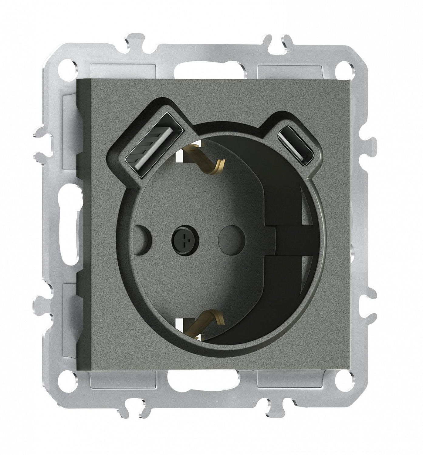 Розетка 220В с заземлением, со шторками, 16А + зарядка USB A+C 20W, на винтах, Donel A07