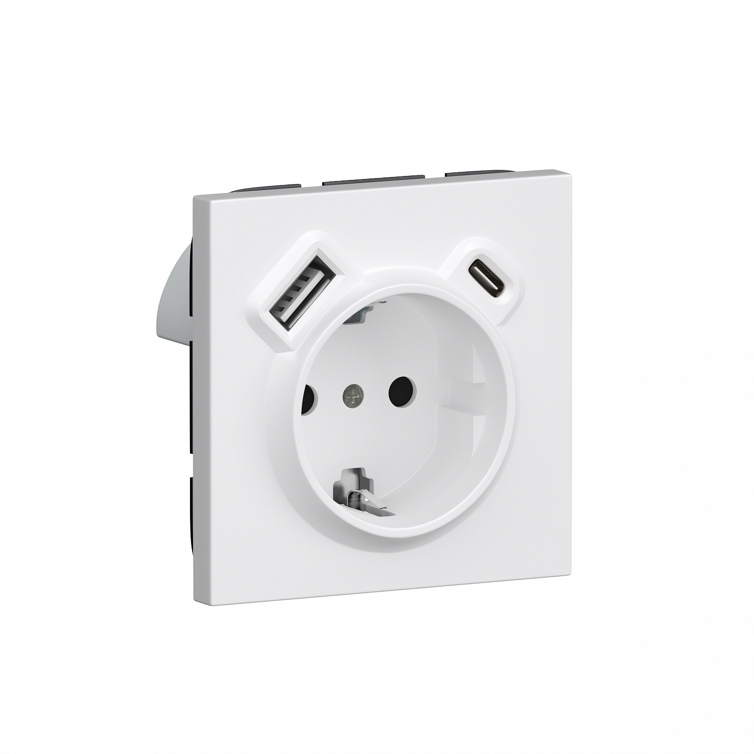 Розетка с заземлением и шторками Schuko 16А 250В + зарядка USB A+C 20W