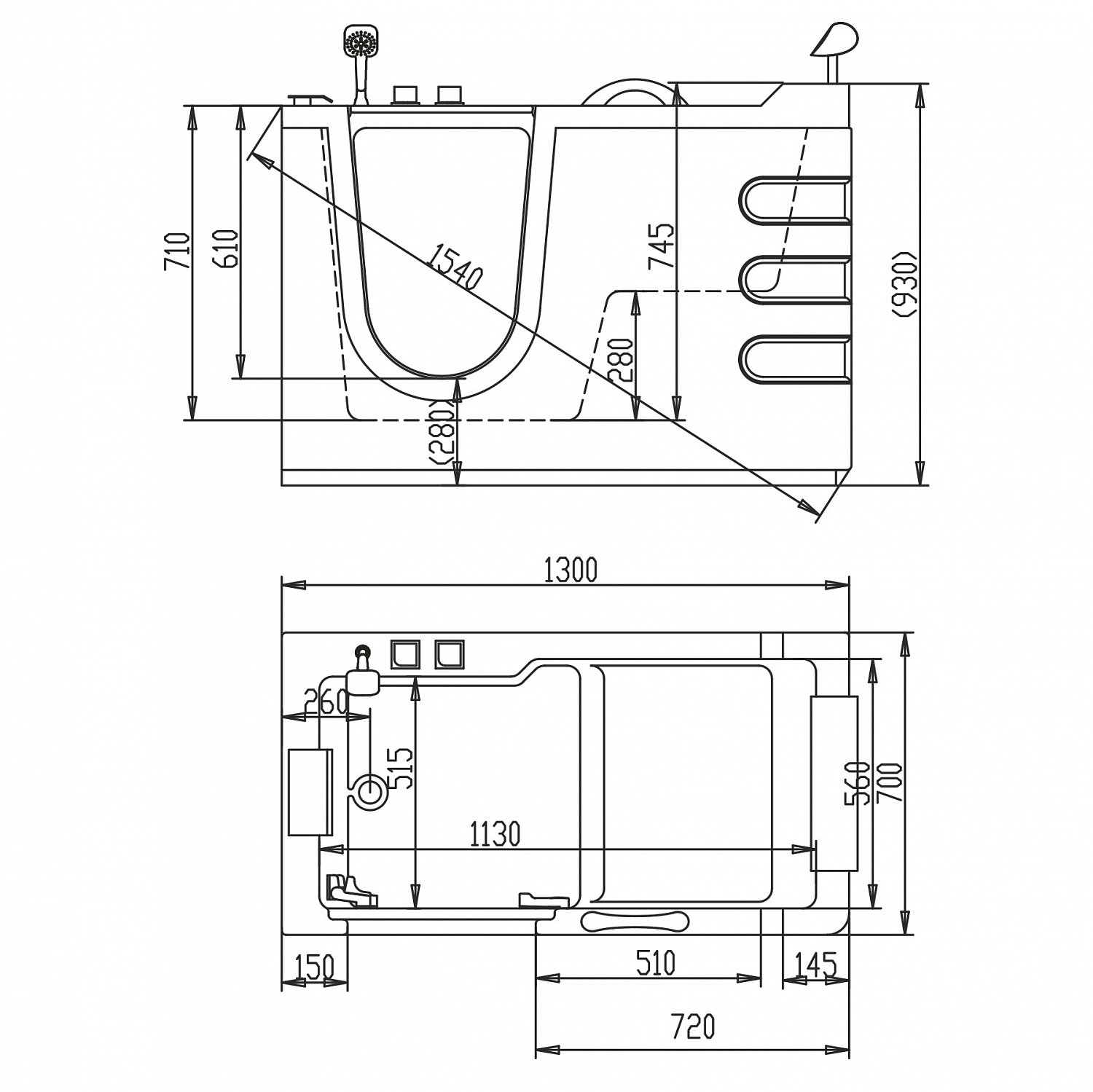 Акриловая ванна ABBER AB9000 C R