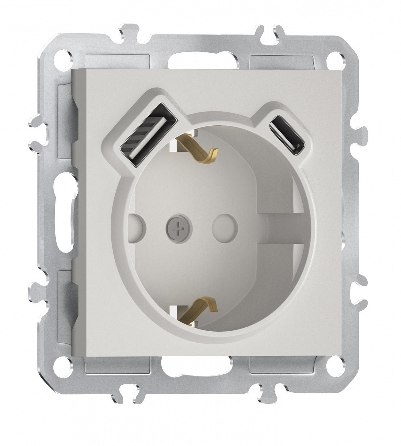 Розетка 220В с заземлением, со шторками, 16А + зарядка USB A+C 20W, на винтах, Donel A07