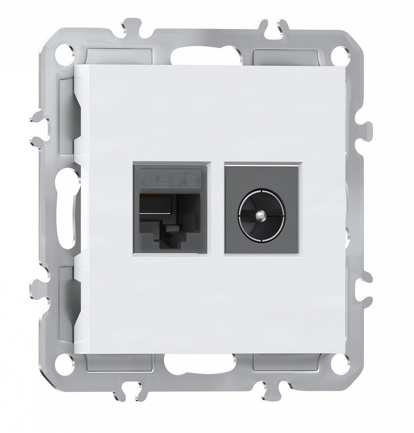 Розетка комбинированная RJ45/TV cat.6, ClassE-8/0-2400 МГц, Donel A07
