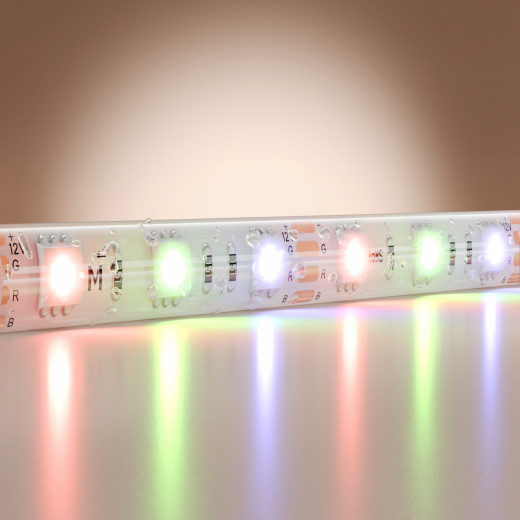 Светодиодная лента Базовая 12В 5050 14,4Вт/м Цветная (RGB) 5м IP 65 201196 - фото, цена