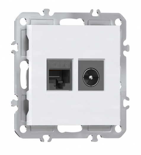 Розетка комбинированная RJ45/TV cat.6, ClassE-8/0-2400 МГц, Donel A07