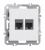 Телефонная розетка двойная RJ11 + RJ11 (cat.3/ClassE-4/4), глянцевый белый Donel A07
