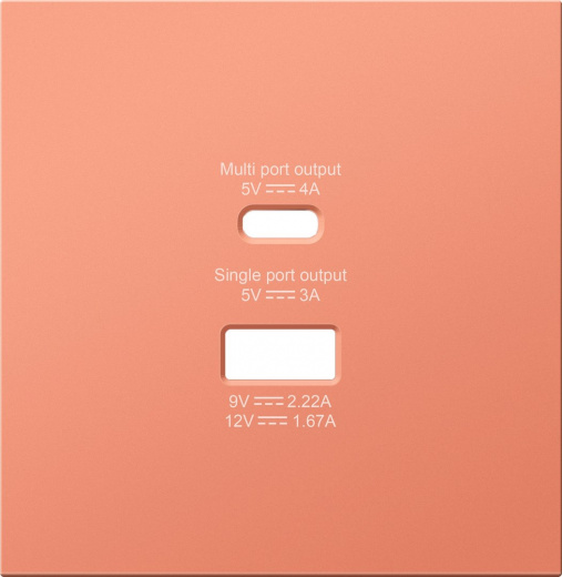 Накладка для розеток USB A+C, матовый коралл, серия R98