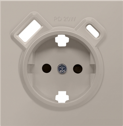Накладка для розетки Schuko с зарядным устройством USB A+C, с защитными шторками, серия R98