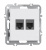 Компьютерная розетка двойная RJ45 + RJ45 (cat.5/ClassE-8/8), глянцевый белый Donel A07