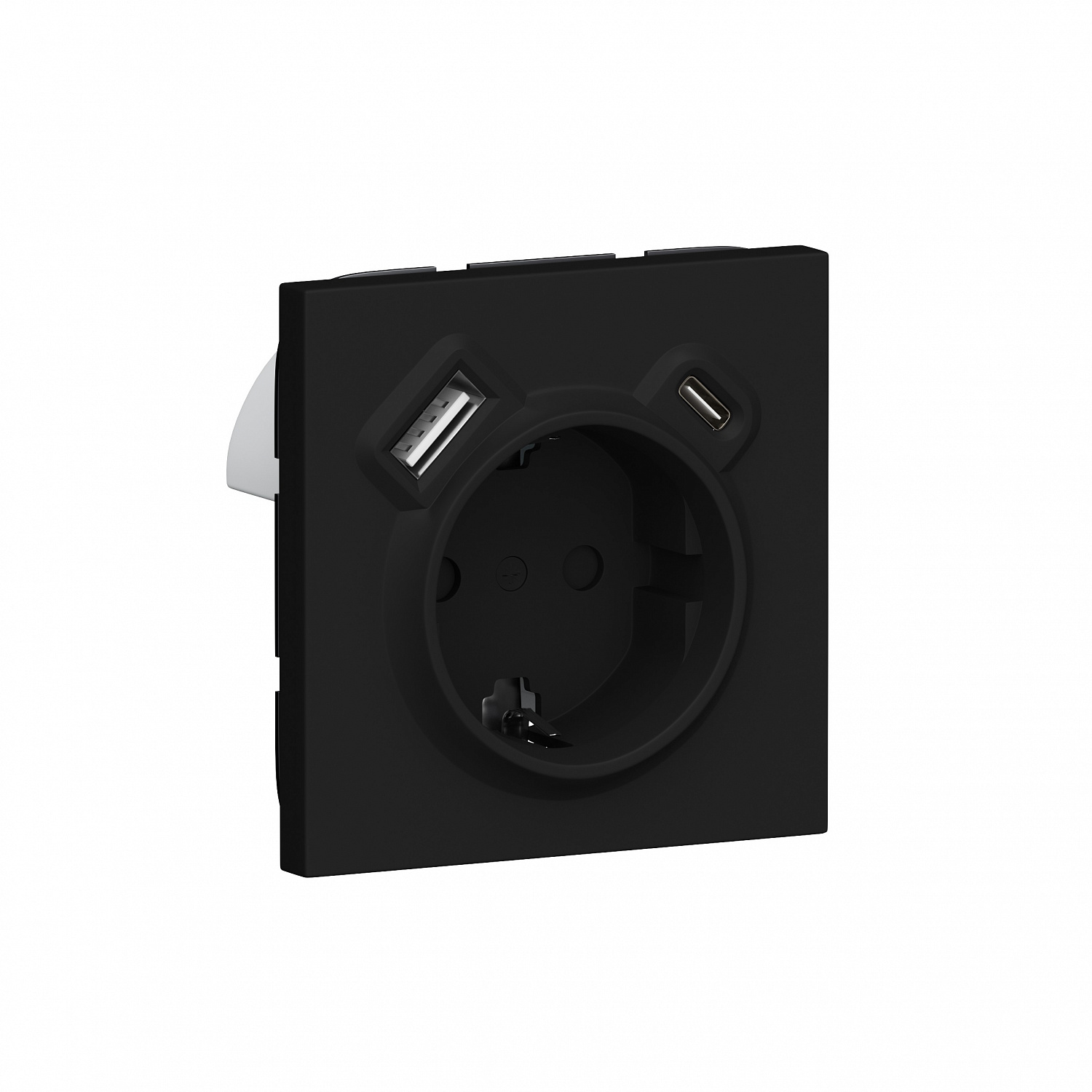 Розетка с заземлением и шторками Schuko 16А 250В + зарядка USB A+C 20W